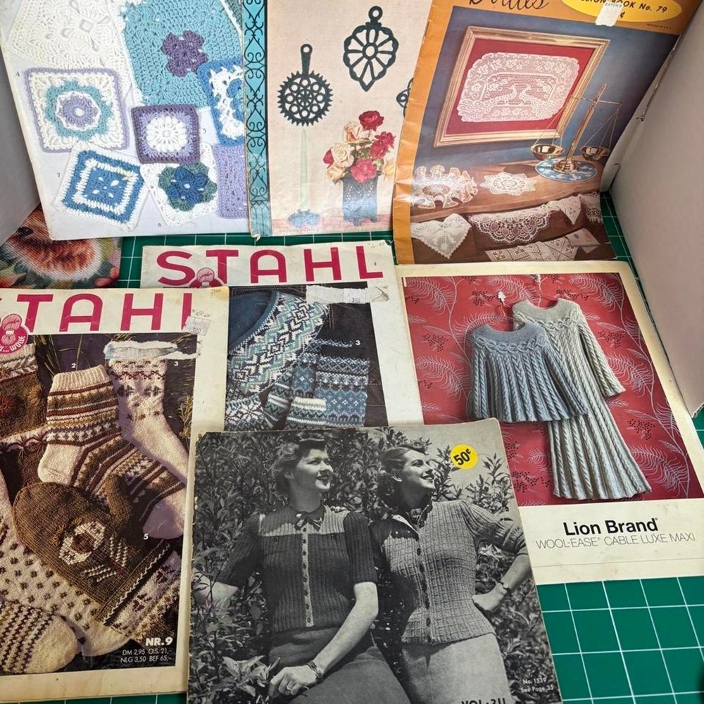 Vintage Knitting Crochet Pattern Books Bundle Lily Stahl Lion Brand Patterns